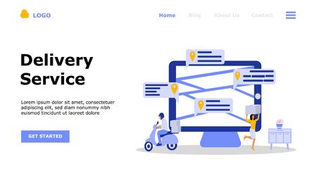 Online Delivery Service Vector Illustration Concept, Suitable for web landing page,  ui, mobile app, editorial design, flyer, banner, and other related occasionのイラスト素材