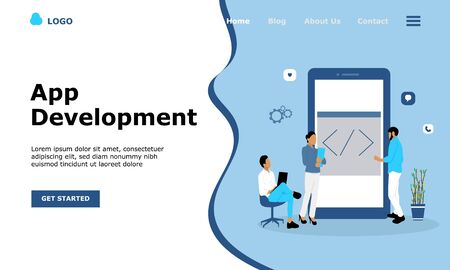 App Development Vector Illustration Concept, Suitable for web landing page, ui,  mobile app, editorial design, flyer, banner, and other related occasionのイラスト素材