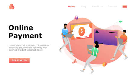 Online Payment Vector Illustration Concept, Suitable for web landing page, ui, mobile app, editorial design, flyer, banner, and other related occasionのイラスト素材