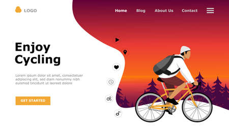 Enjoy Cycling Vector Illustration Concept, Suitable for web landing page, ui, mobile app, editorial design, flyer, banner, and other related occasionのイラスト素材
