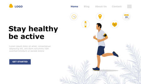 Landing page template of Stay healthy be active. Modern flat design concept of web page design for website and mobile website. Easy to edit and customize. Vector illustrationのイラスト素材