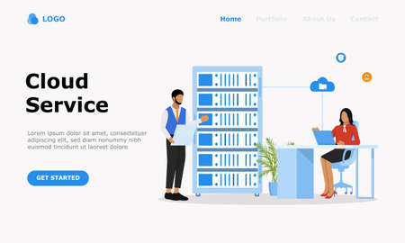 Cloud Computing Services Vector Illustration Concept , Suitable for web landing page, ui, 
mobile app, editorial design, flyer, banner, and other related occasionのイラスト素材