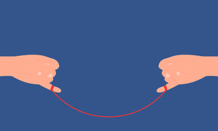 Graphic illustration about Little finger with red thread, Social Distancing, Love. Flat designのイラスト素材