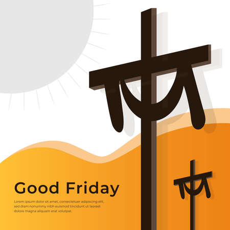 Good Friday Christian Religious Occasion With Jesus Cross Vector Illustration For Poster Background Social Media Post Greetings Banners Logo Symbol Elements And Printのイラスト素材