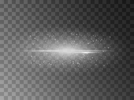 Glittering star dust trail sparkling particles on transparent background. Space comet tail. Vector glamour fashion illustrationのイラスト素材