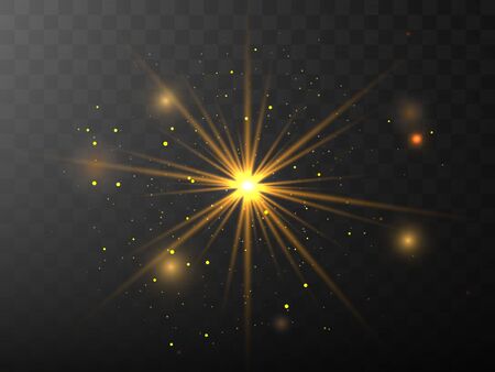 The yellow glowing light explodes with a blast with a transparent one.のイラスト素材