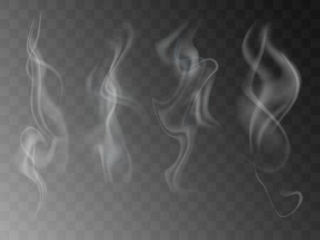 Smoke isolated on transparent background. Vector  fog, vapor setのイラスト素材