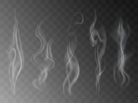 Smoke isolated on transparent background. Vector  fog, vapor setのイラスト素材