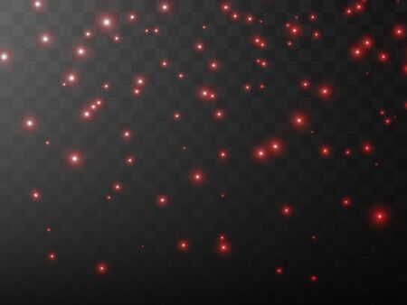 The dust is yellow. red sparks and stars shine with special light. Vector sparkles on a transparent background. Christmas light effect. Sparkling magical dust particles.のイラスト素材