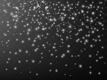 white sparks and stars shine with special light. Vector sparkles on a transparent background. Christmas light effect. Sparkling magical dust particles.のイラスト素材
