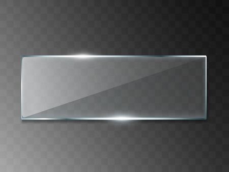 Vector glass frame. Isolated on transparent background. Glass banner realistic vector illustrationのイラスト素材