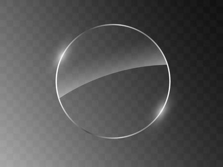 Vector glass frame. Isolated on transparent background. Glass banner realistic vector illustrationのイラスト素材