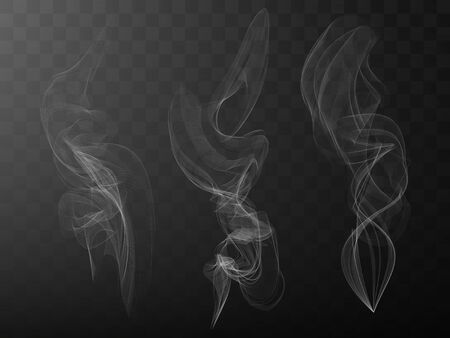 Smoke isolated on transparent background. Vector  fog, vapor setのイラスト素材