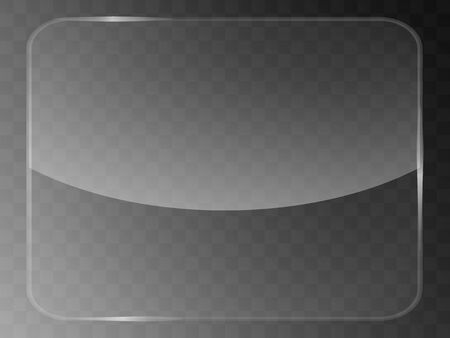 Vector glass frame. Isolated on transparent background. Glass banner realistic vector illustrationのイラスト素材