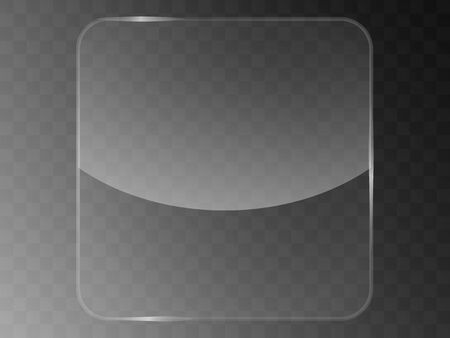 Vector glass frame. Isolated on transparent background. Glass banner realistic vector illustrationのイラスト素材