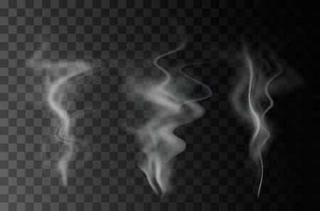 Smoke isolated on transparent background. Vector  fog, vapor setのイラスト素材