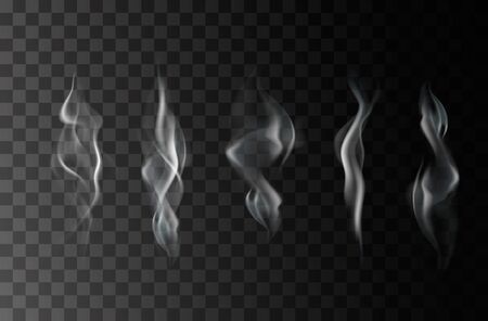 Smoke isolated on transparent background. Vector  fog, vapor setのイラスト素材