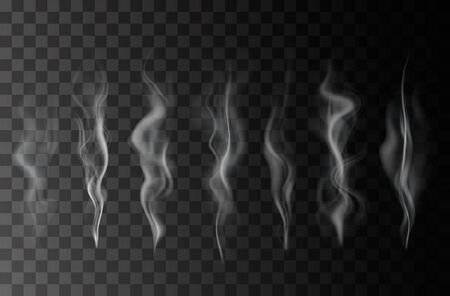 Smoke isolated on transparent background. Vector  fog, vapor setのイラスト素材
