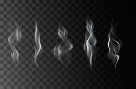 Smoke isolated on transparent background. Vector  fog, vapor setのイラスト素材