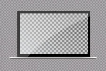 Realistic Notebook with Transparent Screen Isolated. 16 inch Laptop. Open Display.のイラスト素材