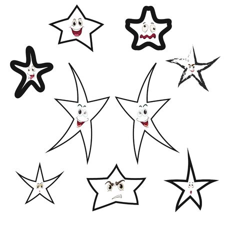 Collection of emoticon icon cute star cartoon on a white background vector illustration.のイラスト素材