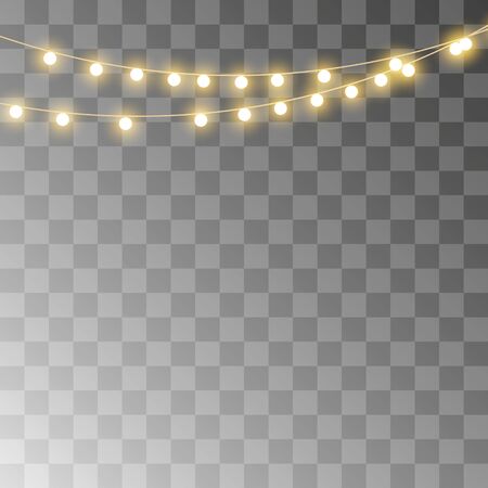 Christmas lights. Vector String with glowing light bulbsのイラスト素材
