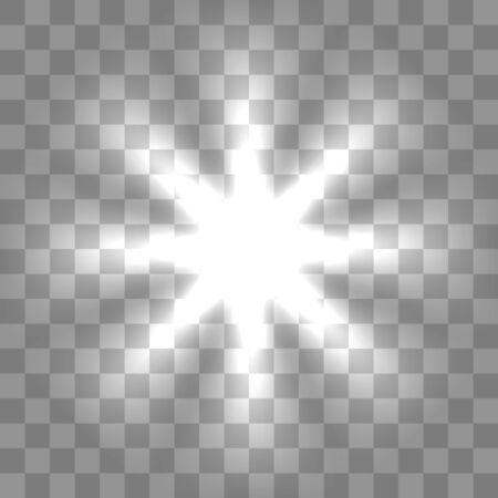 White glowing light burst explosion with transparent. Cool effect decoration with ray sparkles.のイラスト素材