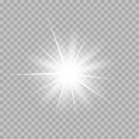 White glowing light burst explosion with transparent. Cool effect decoration with ray sparkles.のイラスト素材