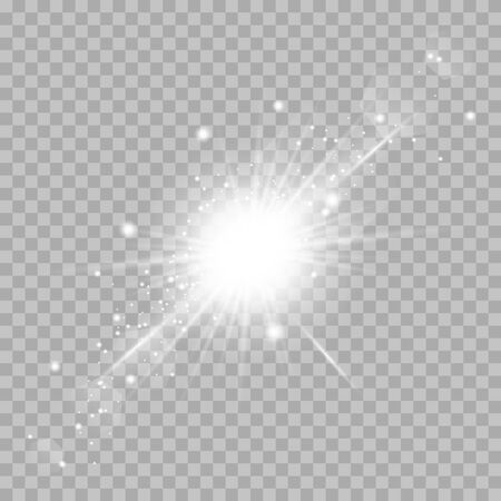White glowing light burst explosion with transparent. Cool effect decoration with ray sparkles.のイラスト素材