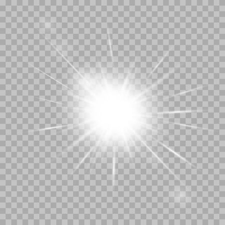 White glowing light burst explosion with transparent. Cool effect decoration with ray sparkles.のイラスト素材