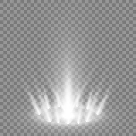 Magic portal of fantasy. Futuristic teleport. Light effect. Light rays of the night scene and sparks on a transparent background. Empty light effect of the podium. Disco club of the dance floorのイラスト素材