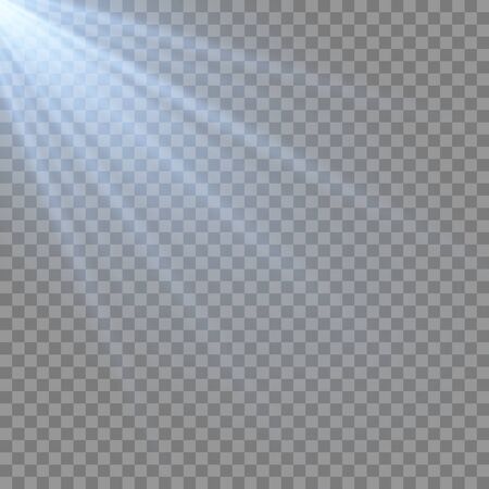 Vector transparent sunlight special lens flash light effect.front sun lens flash. Vector blur in the light of radianceのイラスト素材