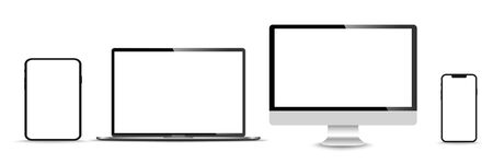 Realistic set of monitor, laptop, tablet, smartphone - Stock Vector illustration.のイラスト素材