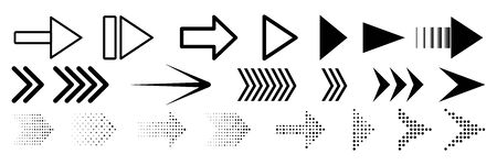 Arrows set Arrow icon collection. Set different arrows or web design. Arrow flat style isolated on white background  stock vectorのイラスト素材