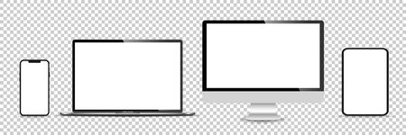 Realistic set of monitor, laptop, tablet, smartphone - Stock Vector illustration.のイラスト素材