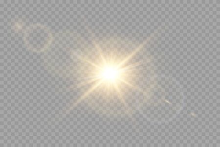 Vector transparent sunlight special lens flash light effect.front sun lens flash. Vector blur in the light of radiance.のイラスト素材