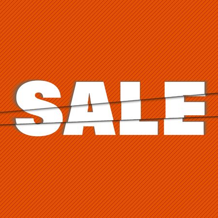 Simple Sliced Text Effect Sale slice banner. Super discount icon. White sale template for poster, flyer. Vector sliceのイラスト素材