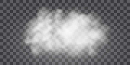 Fog or smoke isolated transparent special effect. White vector cloudiness, mist or smog background. PNG. Vector illustrationのイラスト素材