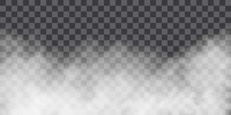 Fog or smoke isolated transparent special effect. White vector cloudiness, mist or smog background. PNG. . Vector illustrationのイラスト素材