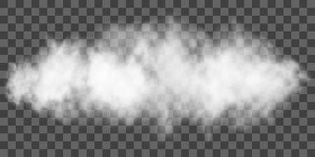 Fog or smoke isolated transparent special effect. White vector cloudiness, mist or smog background. PNG. . Vector illustrationのイラスト素材