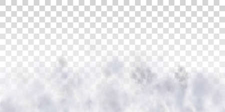 Fog or smoke isolated transparent special effect. White vector cloudiness, mist or smog background. PNG. . Vector illustrationのイラスト素材