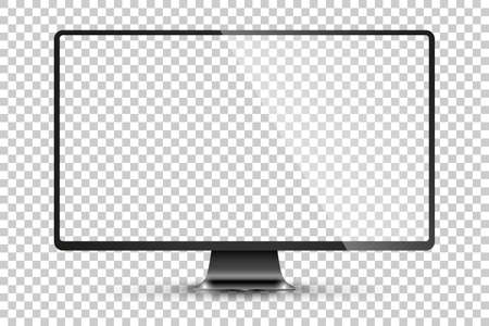 Trendy realistic thin frame monitor mock up with blank white screen isolated. PNG. Vector illustrationのイラスト素材