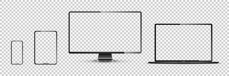 Realistic set of monitor, laptop, tablet, smartphone - Stock . Vector illustrationのイラスト素材