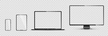 Realistic set of monitor, laptop, tablet, smartphone - Stock . Vector illustrationのイラスト素材