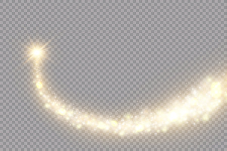 Light effect of lens flares. Yellow sparks and golden stars shine with special light. Vector sparkles on a transparent background. Christmas light effect. sparkling magical dustのイラスト素材