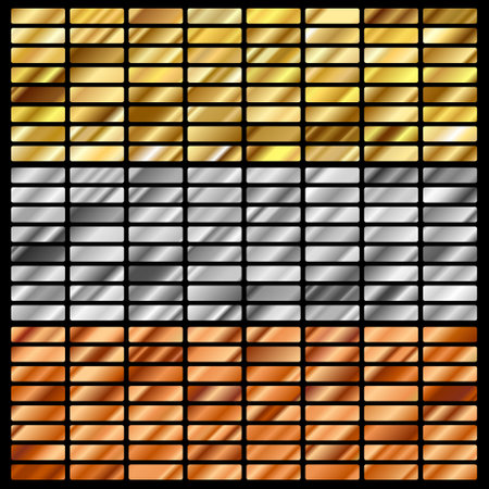 Gold, silver and bronze gradients set. Abstract vector backgrounds.のイラスト素材
