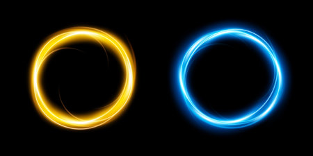 Abstract neon circle and ring on a black background. vector illustration.のイラスト素材