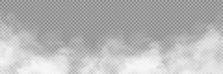 Fog or smoke isolated transparent special effect. White vector cloudiness, mist or smog background.のイラスト素材