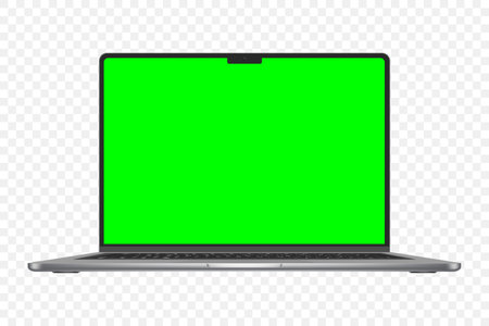 Laptop with green screen isolated on transparent background. vector illustration.のイラスト素材