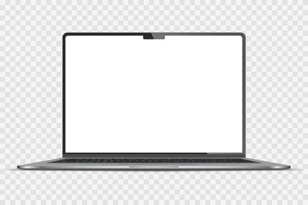 Laptop with blank screen isolated on transparent background. vector illustration.のイラスト素材